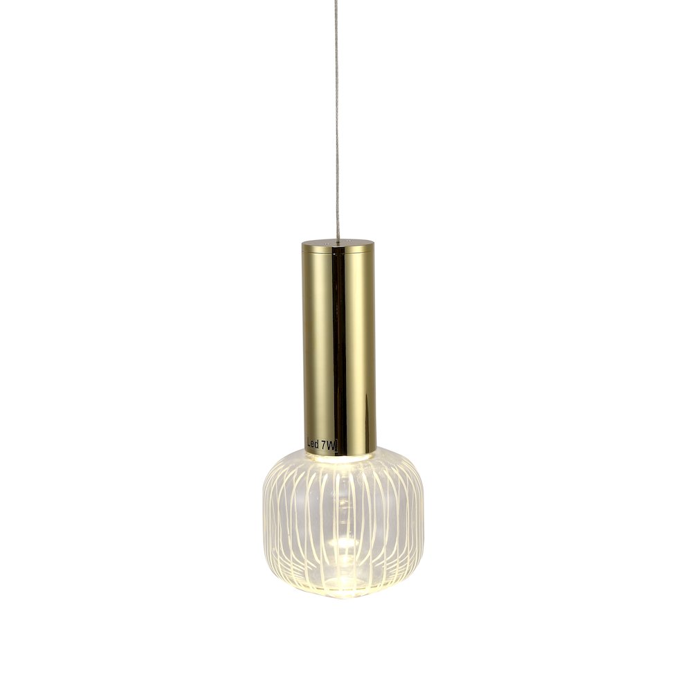 1-Light Gold LED Pendant With A Clear Glass Shade