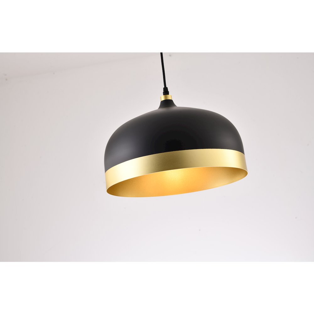 1-Light Black And Gold Aluminum Shade Pendant