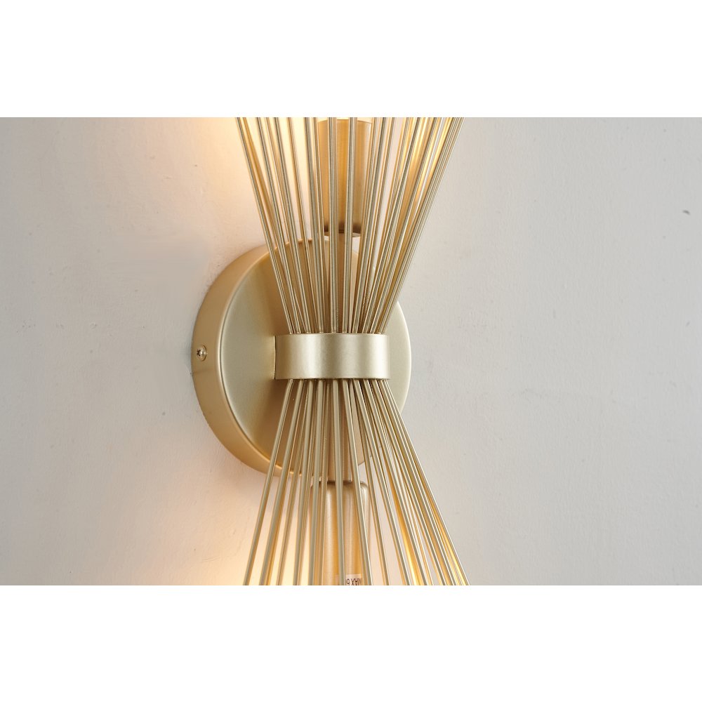 2-Light Gold Iron Spiked Cone Wall Sconce