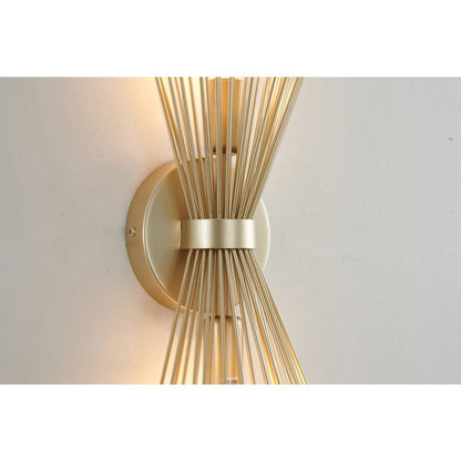 2-Light Gold Iron Spiked Cone Wall Sconce