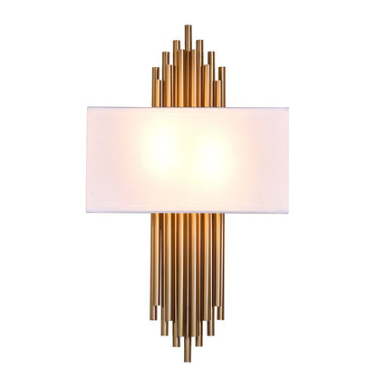 2-Light Gold Rod Wall Sconce With A White Shade