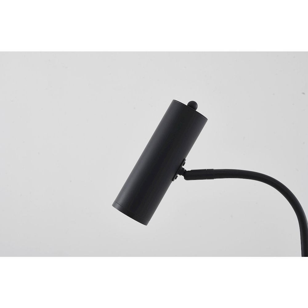 1-Light Matte Black Floor Lamp With A White Marble Base
