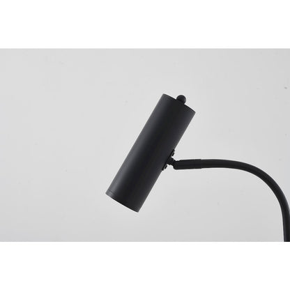 1-Light Matte Black Floor Lamp With A White Marble Base