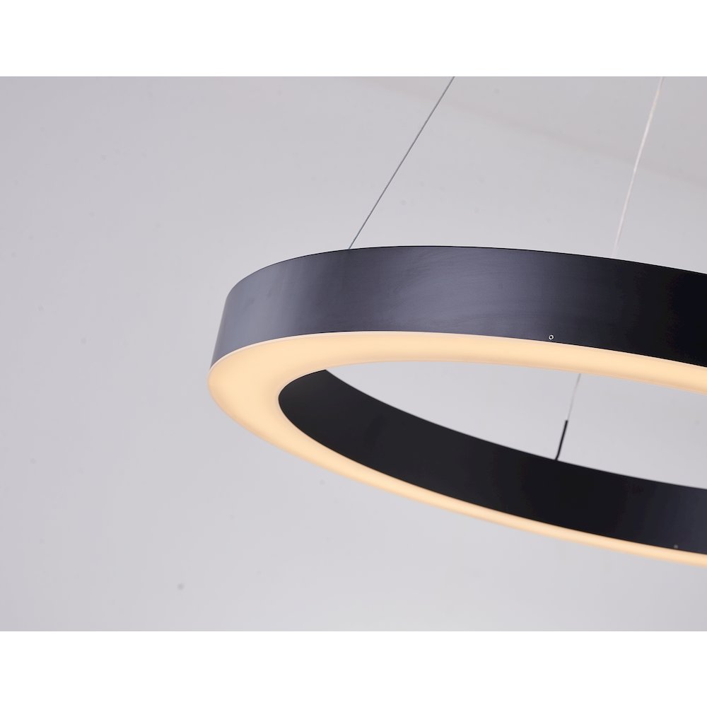 1-Light Matte Black LED Halo Ring Chandelier