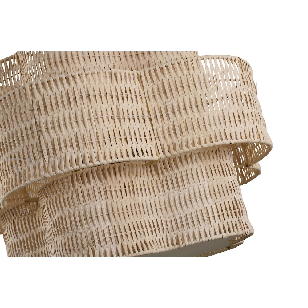 6-Light Brass Chandelier With A Nature Rattan Waved Basket Shade