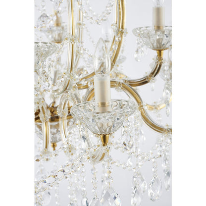 60-Light Satin Brass Chandelier With Clear Hanging Crystals