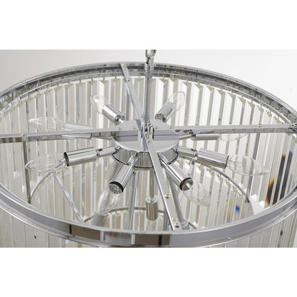 12-Light Chrome Chandelier With Clear Hanging Crystal