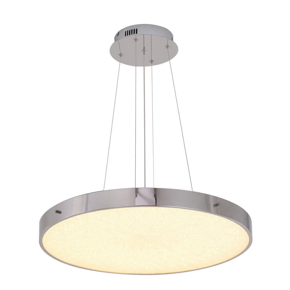 1-Light Chrome LED Chandelier With A Clear Acrylic Beaded Diffuser