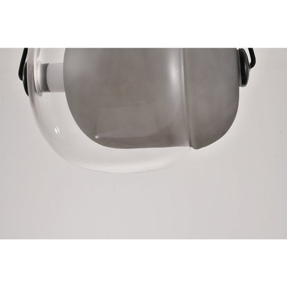 1-Light Black LED Pendant With A Clear And Smoke Glass Shade