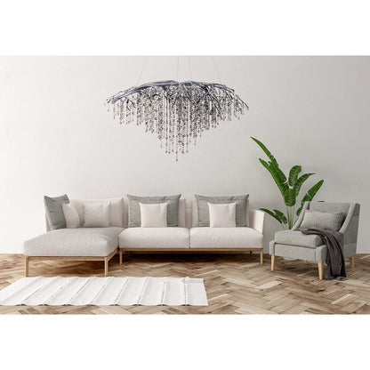 10-Light Silver Chandelier With Smoke Crystal Accents