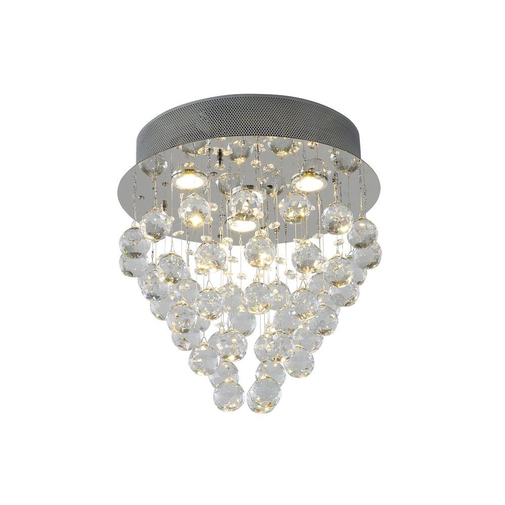 4-Light Chrome Flush Mount With Clear Crystals