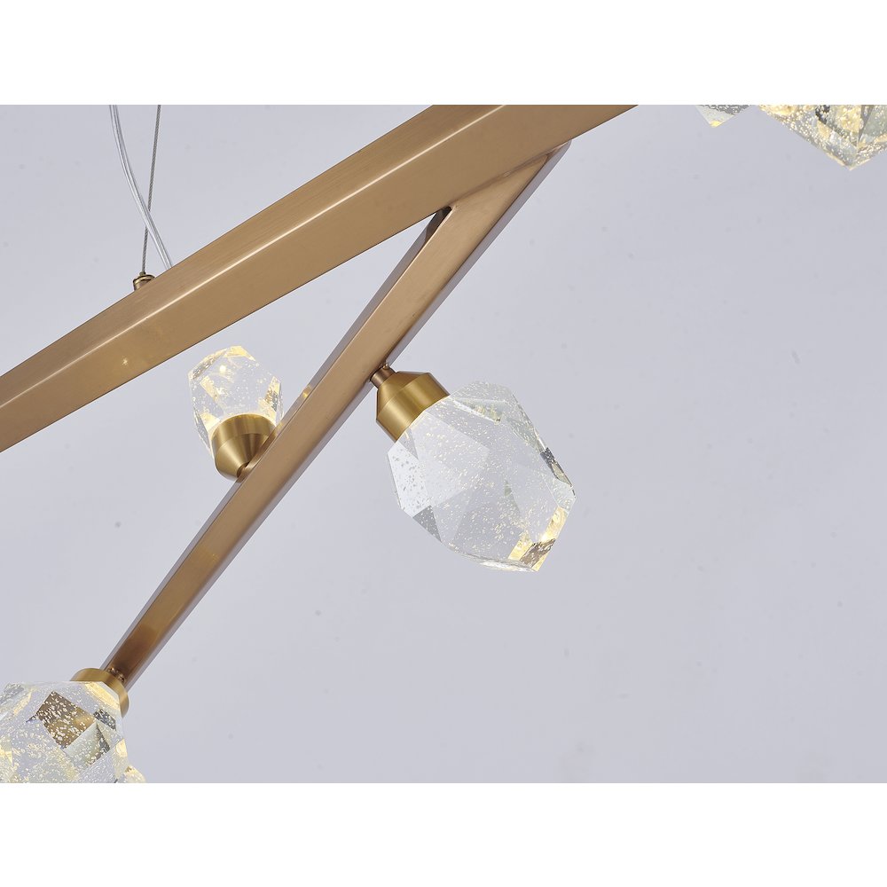 12-Light Gold LED Chandelier With Clear Bubble Crystals