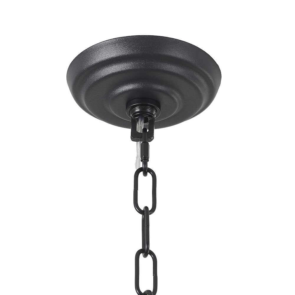 7-Light Satin Black Chandelier With Frosted White Glass Petals