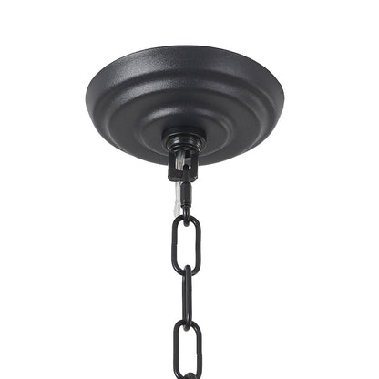 7-Light Satin Black Chandelier With Frosted White Glass Petals
