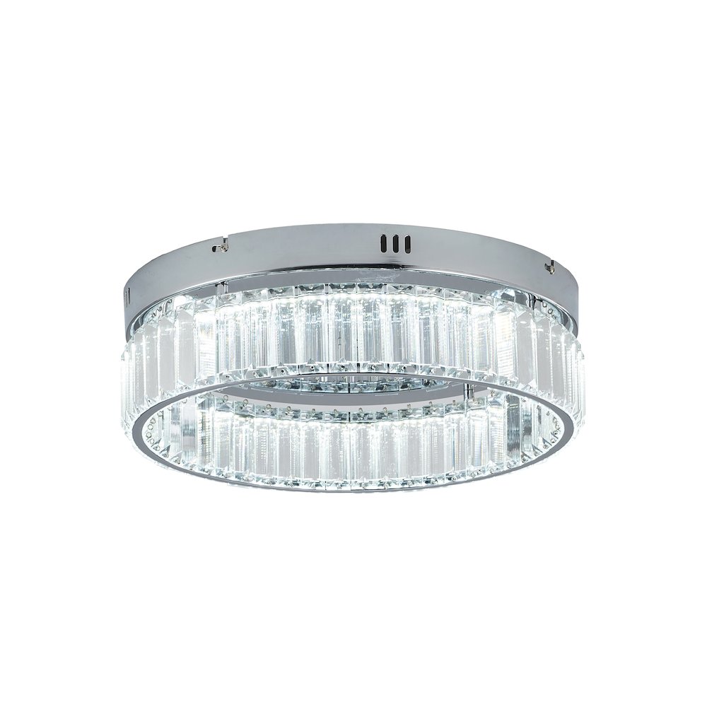 1-Light Chrome Dimmable LED Flush Mount With Clear Crystals