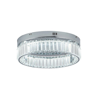 1-Light Chrome Dimmable LED Flush Mount With Clear Crystals