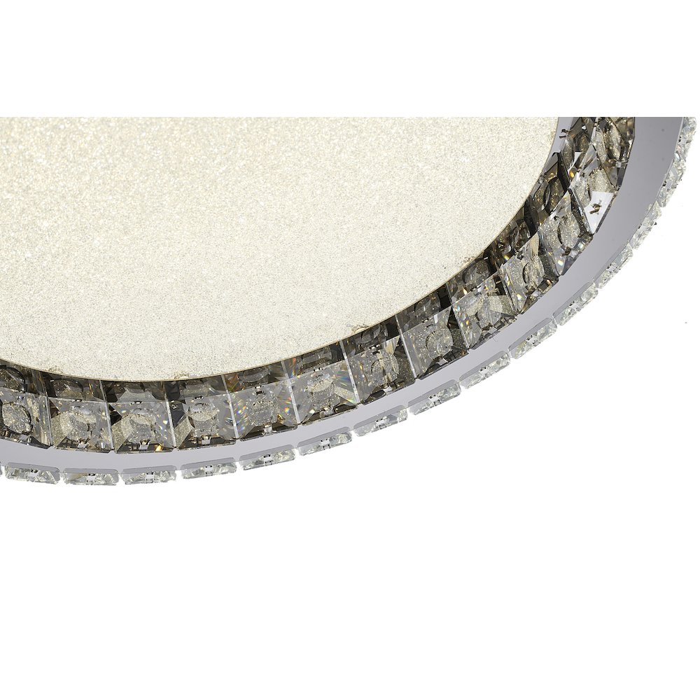 1-Light Chrome Stainless Steel LED Flush Mount With Clear Crystals
