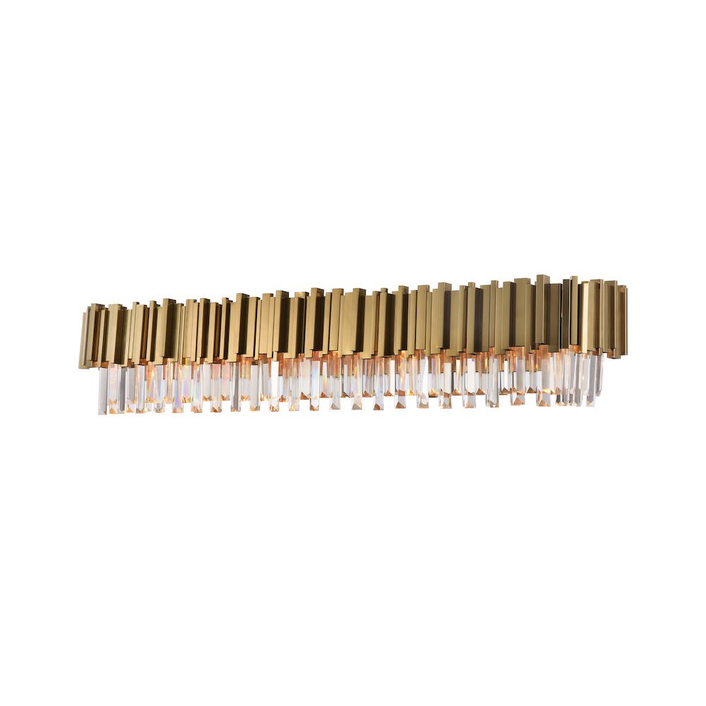 8-Light Gold Stainless Steel Wall Sconce With Crystals