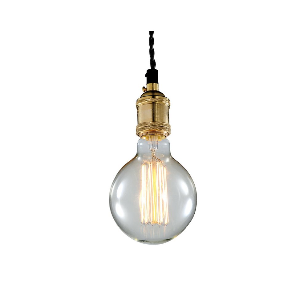 1-Light Black Fabric Twisted Cord Single Pendant