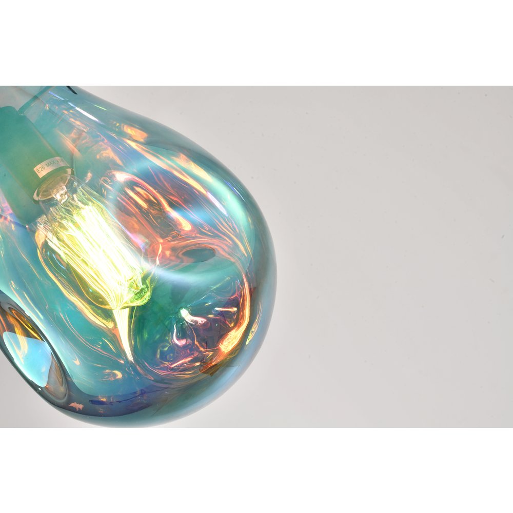 1-Light Black Single Pendant With A Blue Glass Shade