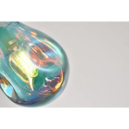 1-Light Black Single Pendant With A Blue Glass Shade
