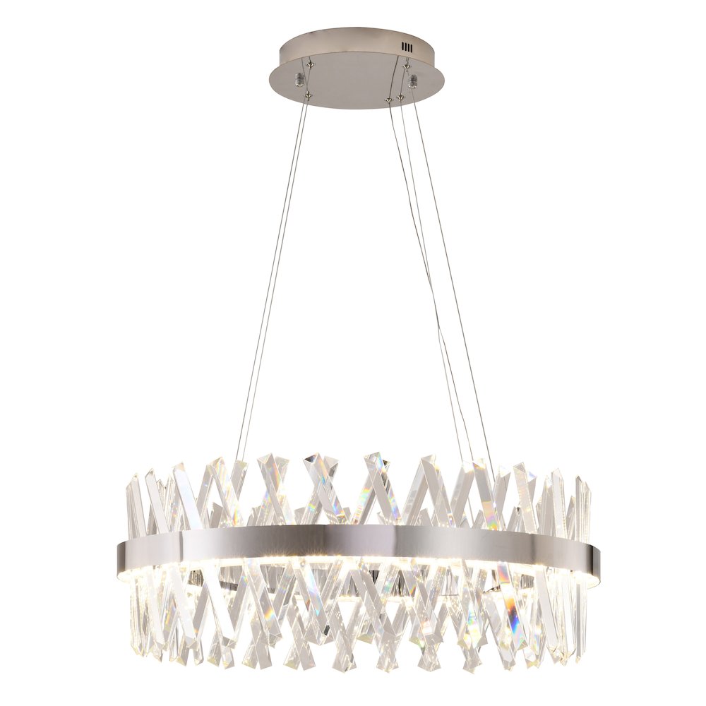 1-Light Chrome dimmable LED chandelier With Clear Crystal Accents