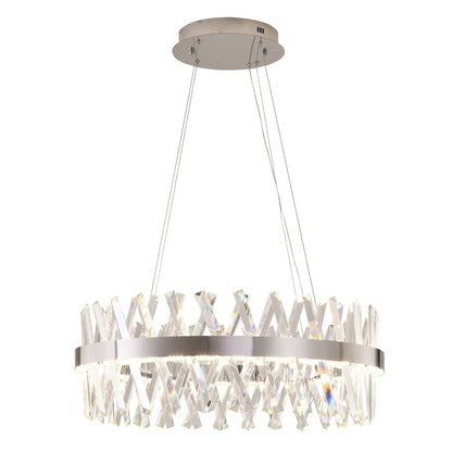 1-Light Chrome dimmable LED chandelier With Clear Crystal Accents