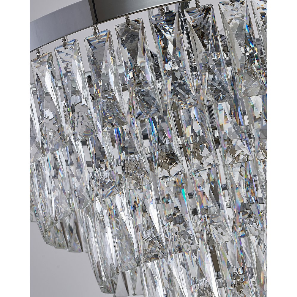 14-Light Chrome Metal Chandelier With Clear Crystals