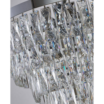 14-Light Chrome Metal Chandelier With Clear Crystals