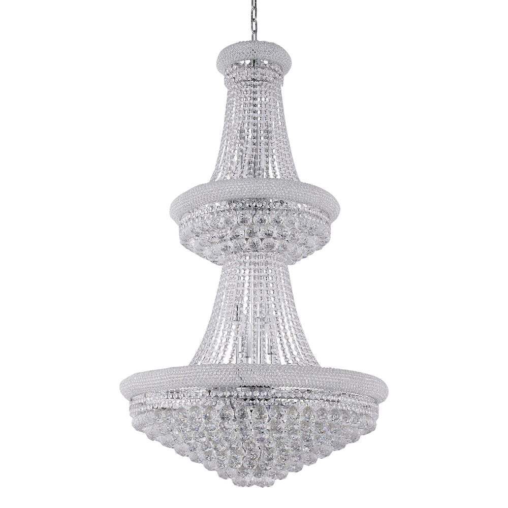 32-Light chrome Chandelier With Clear Crystals