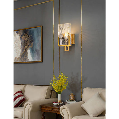 1-Light Gold Stainless Steel Wall Sconce With A Clear Crystal Plaque