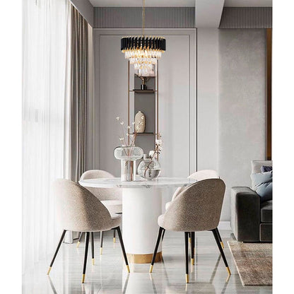 8-Light Gold And Black Chandelier With Clear Crystals