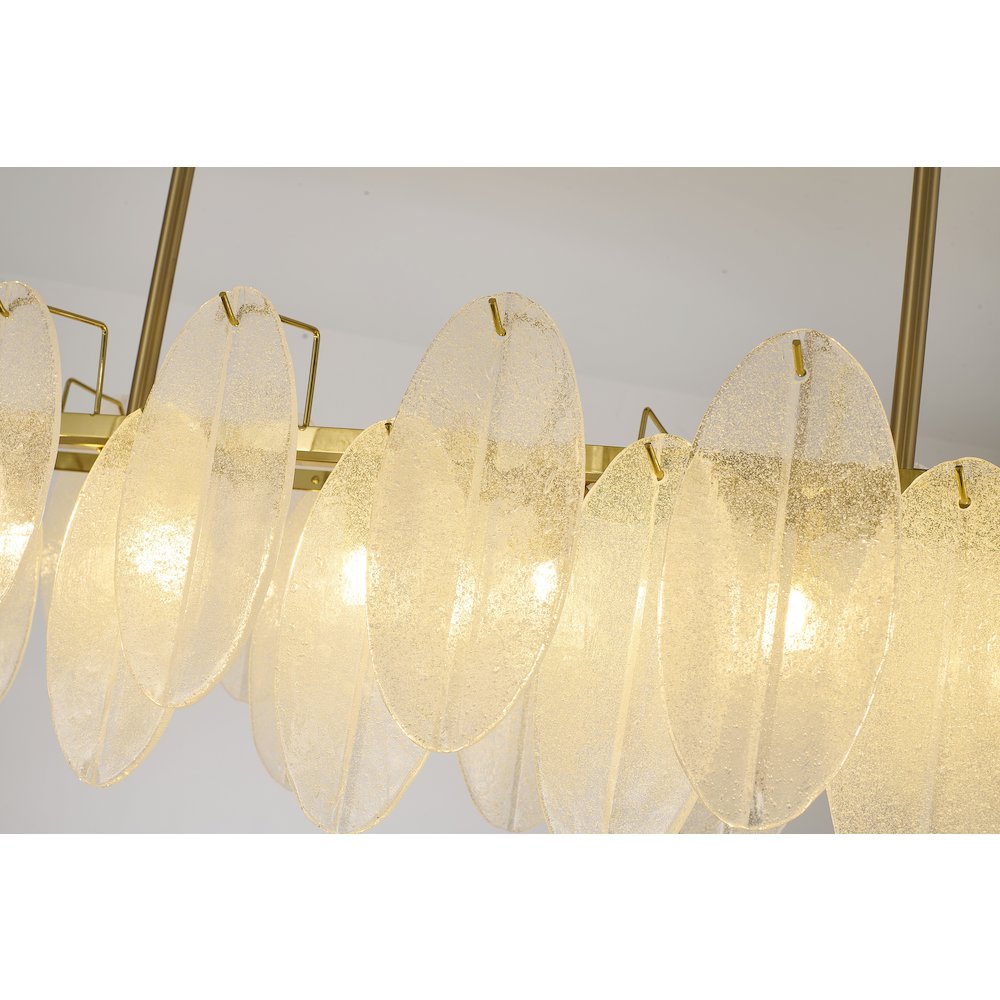 8-Light Brass Chandelier With Frosted Glass