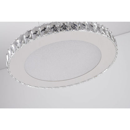 1-Light Chrome Dimmable LED Chandelier With Clear Crystals And A Diffuser