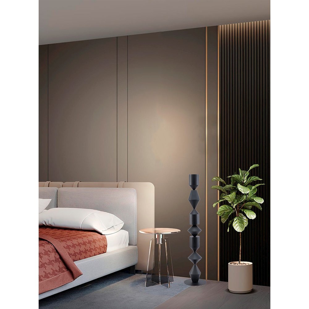 1-Light Black Iron Floor Lamp With A White Acrylic Shade