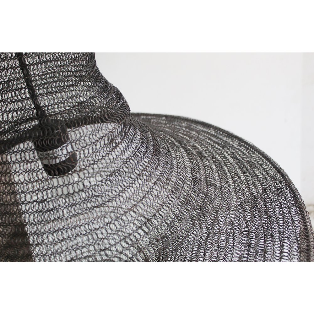 1-Light Satin Black Pendant With A Chain Basket Shade