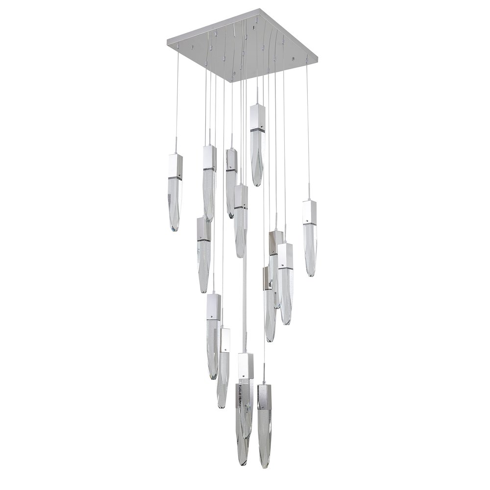 15-Light Chrome Chandelier With A Clear iceberg bubble Crystal