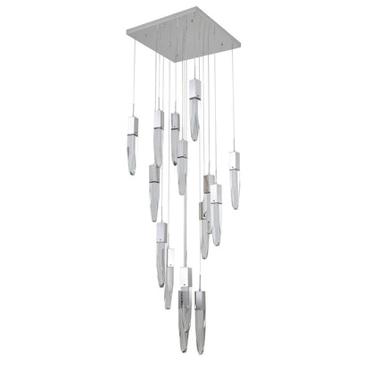 15-Light Chrome Chandelier With A Clear iceberg bubble Crystal