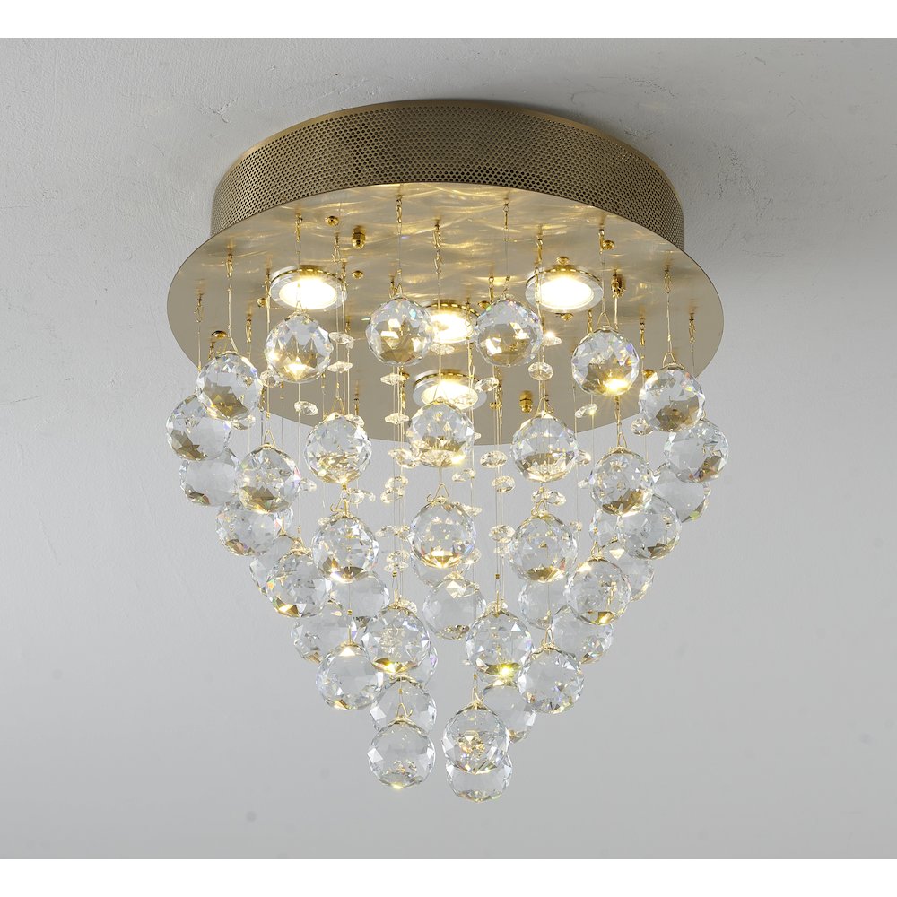 4-Light Gold Flush Mount With Clear Crystals