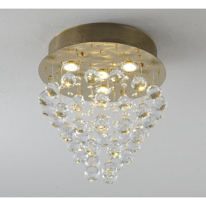 4-Light Gold Flush Mount With Clear Crystals
