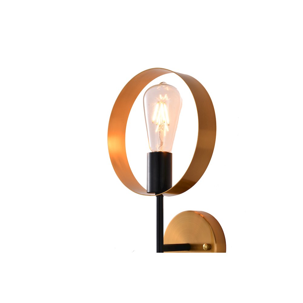 1-Light Black And Golden Bronze Metal Wall Sconce