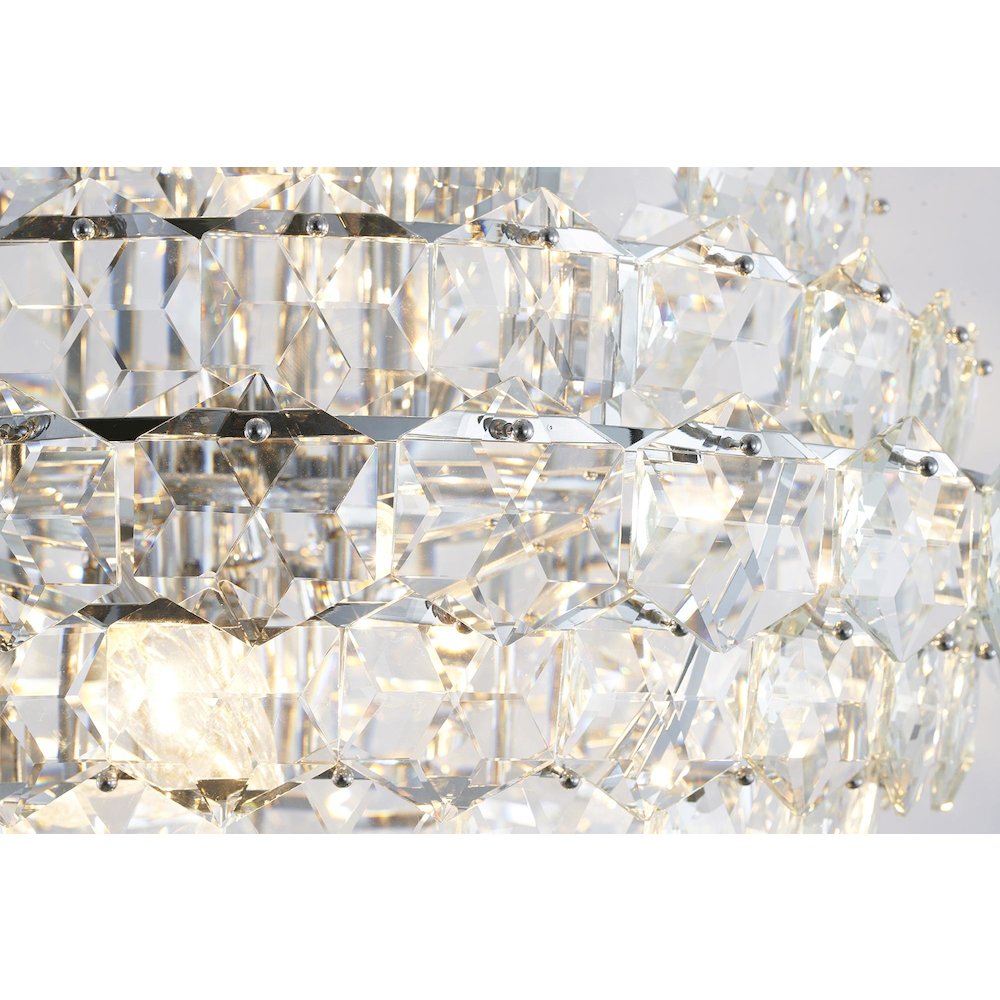 27-Light Chrome Chandelier With Clear Hanging Crystals