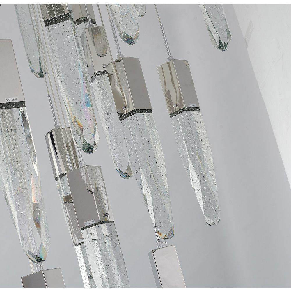 41-Light Chrome Chandelier With A Clear iceberg bubble Crystal