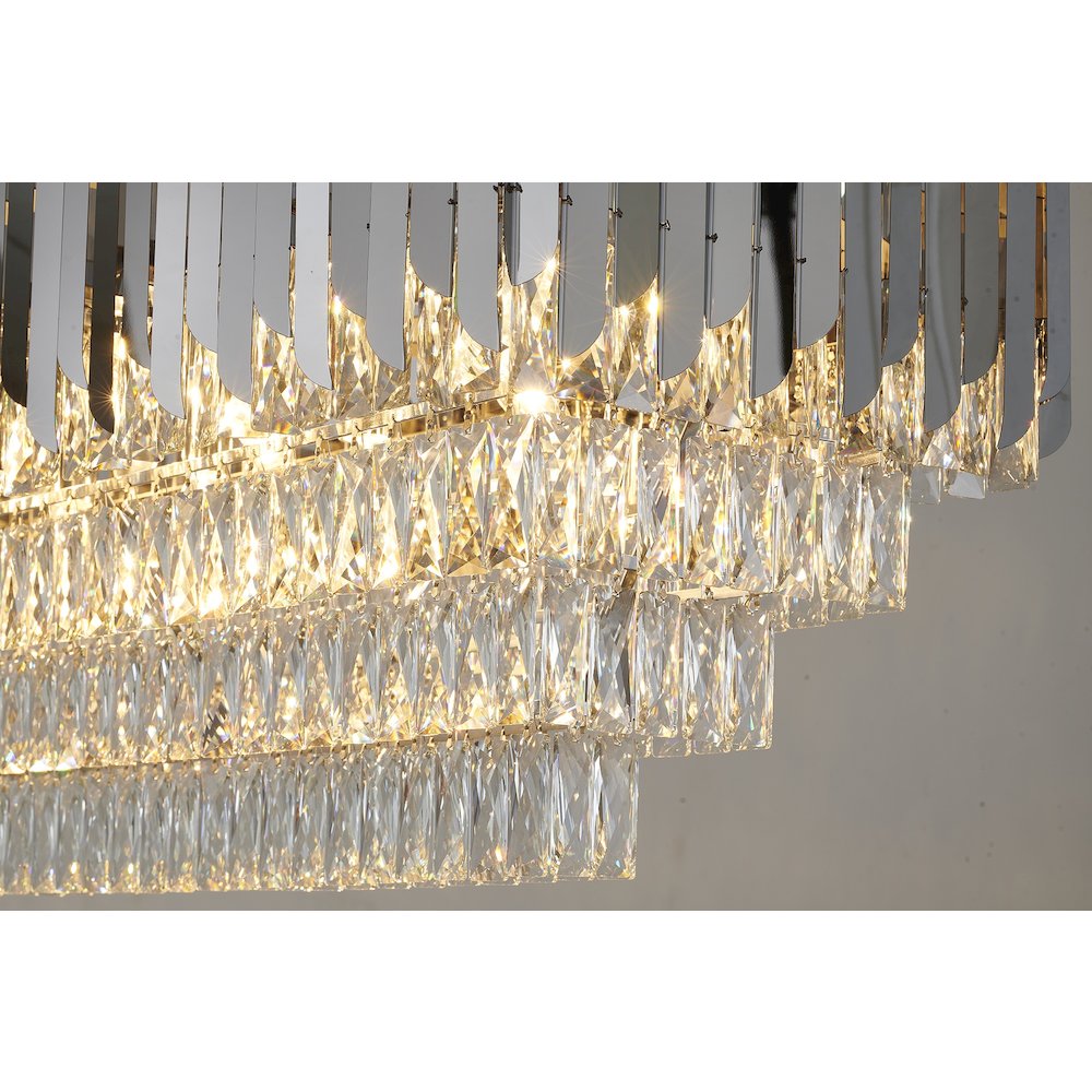 14-Light Chrome Stainless Steel Chandelier With Clear Crystal Accents