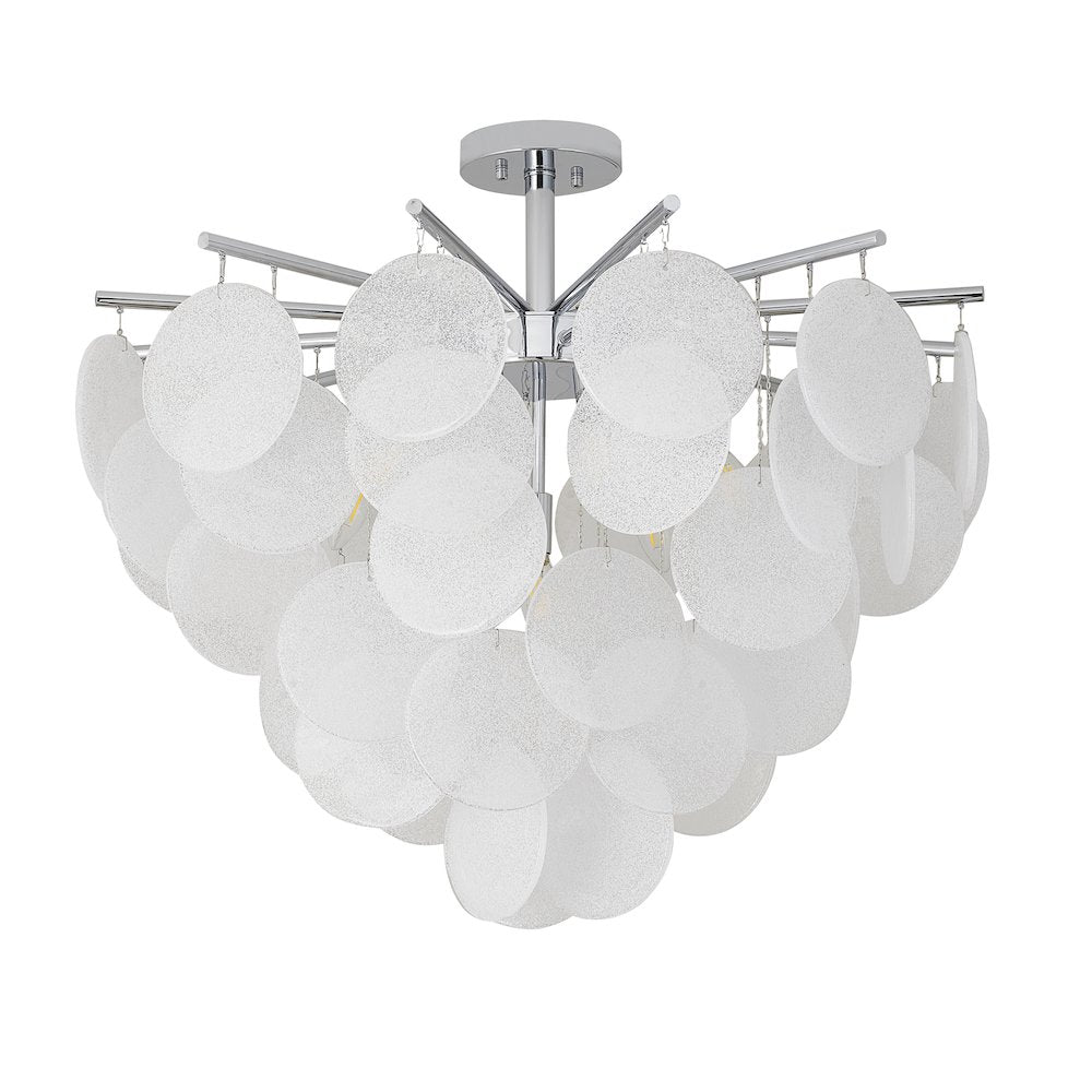7-Light Chrome Chandelier With Frosted Glass