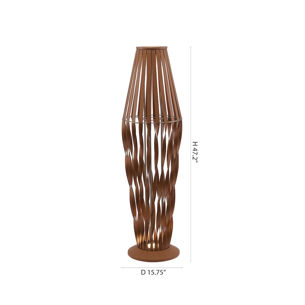 3-Light Black Iron LED Floor Lamp With Leather Accents