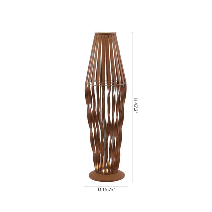 3-Light Black Iron LED Floor Lamp With Leather Accents