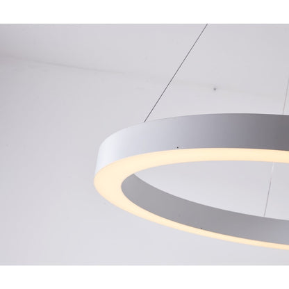 1-Light Matte White LED Halo Ring Chandelier