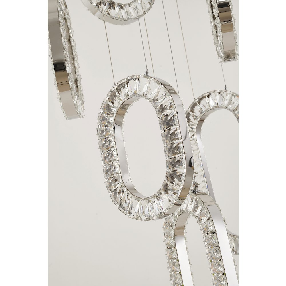 13-Light Chrome LED Chandelier With Clear Crystal Pendants