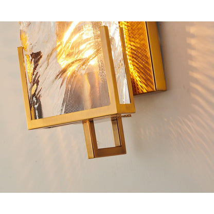 1-Light Gold Stainless Steel Wall Sconce With A Clear Crystal Plaque